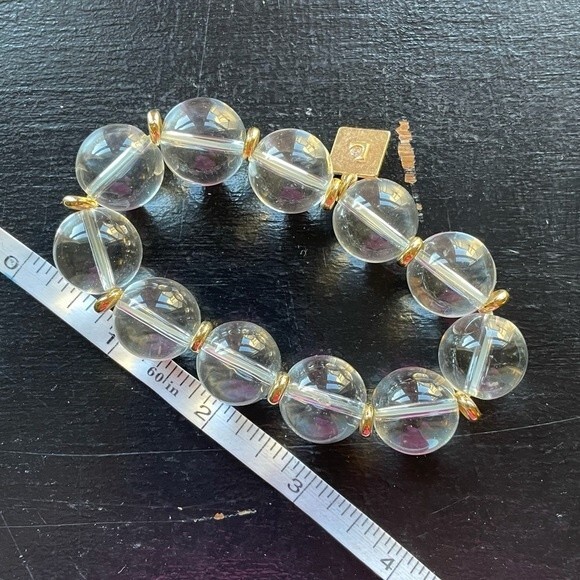 Fashion Jewelry Clear Big Bead With Gold Tone Dividers Stretch Bracelet - Picture 7 of 8